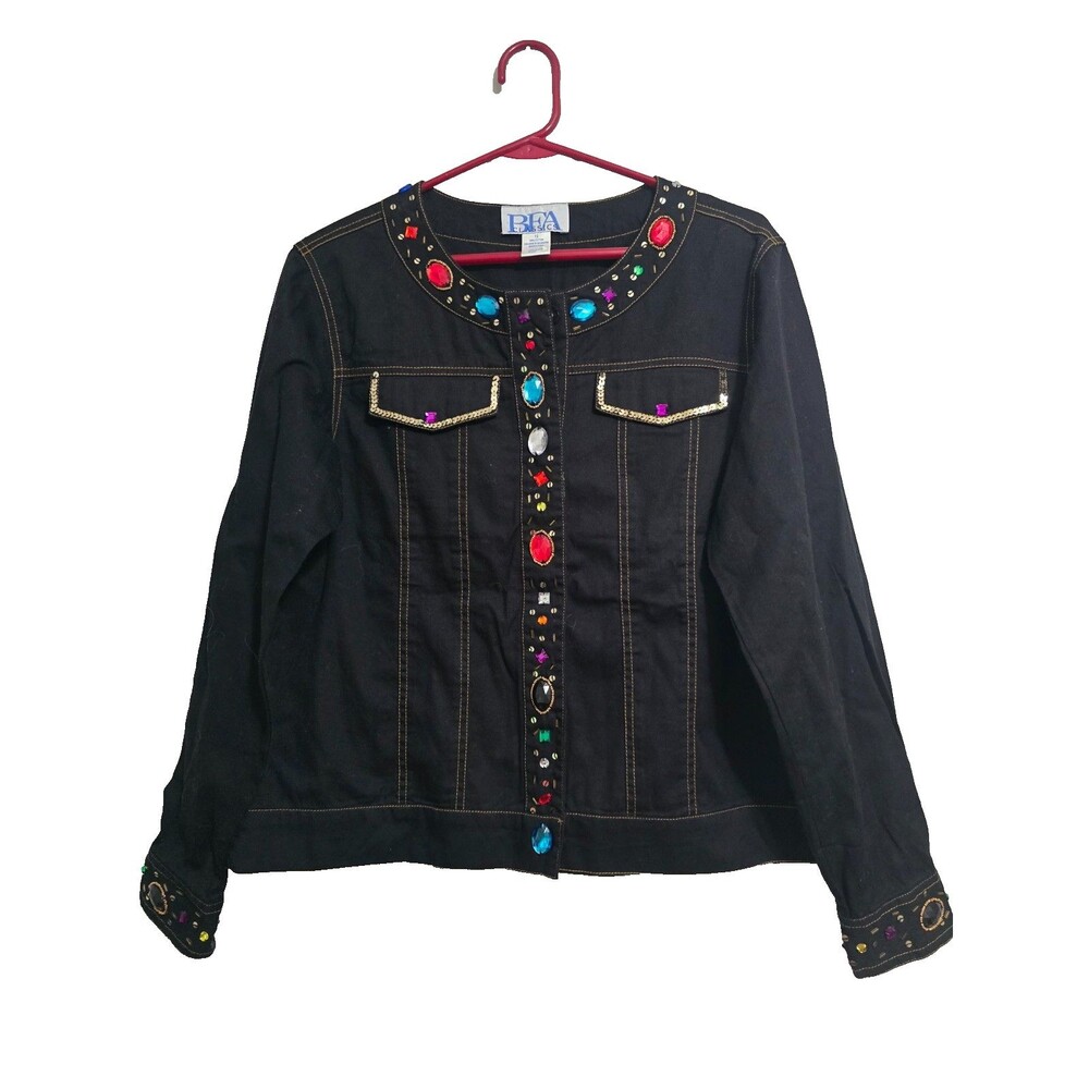 BFA Classics Size 12 Womens Jacket Jeweled Embellished Snap Up